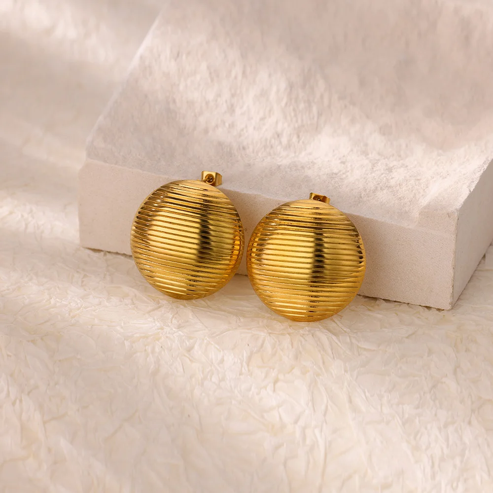 Женские Круглые Серьги-гвоздики Из Нержавеющей Стали Модные Пляжные Украшения