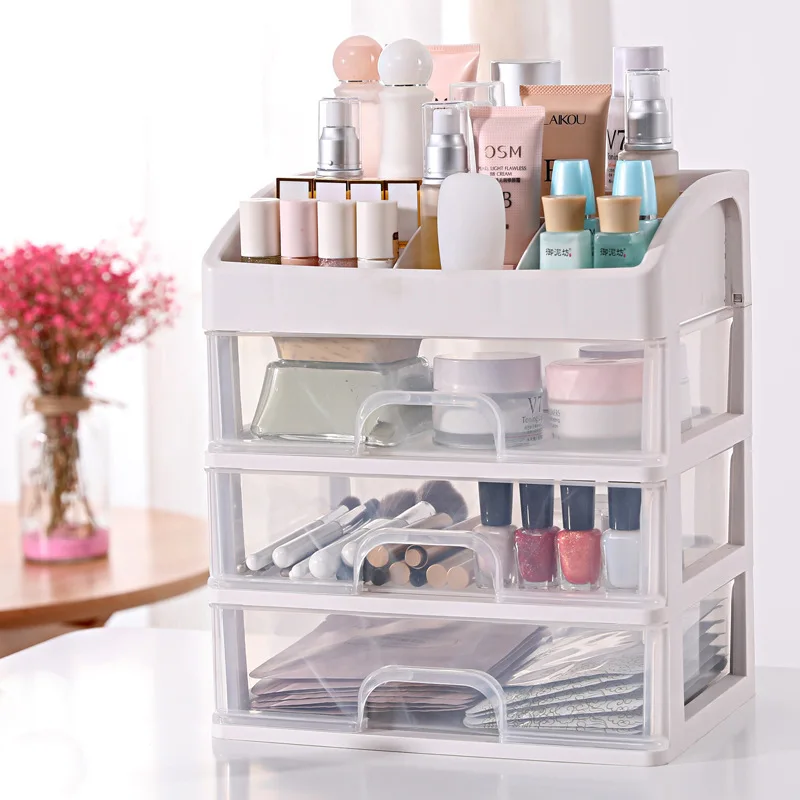 

Cosmetic Storage Box Desktop Organizer Rack Dustproof Drawer Lipstick Skin Care Mask Brush Dressing Table