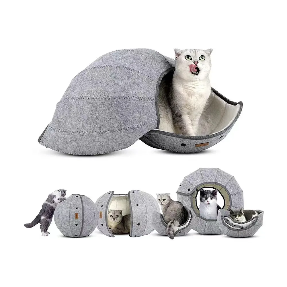 

Shell Cat Bed Indoor Cat Toys household cat pet cave kennel semi-enclosed pad Interactive Game Play Toy Bed Dual Use Tunnel Tube