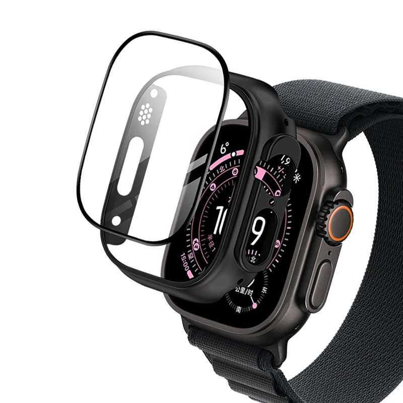 Фото Для Apple Watch Ultra 3 49 мм 2025 ПК бампер + Защитная пленка для экрана закаленное стекло + чехол для Apple Watch Case ultra2/Ultra3 аксессуары №2