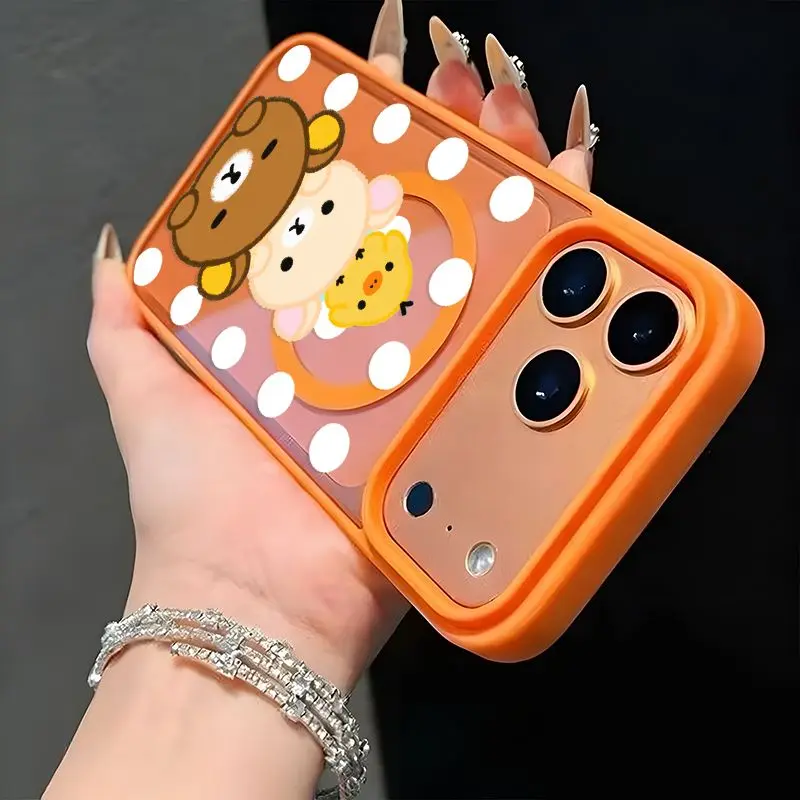Фото Милый чехол для телефона Rilakkuma Jenga, креативный, модный, защитный, противоударный, подходит для iPhone 11, 12, 13, 14, 15, 16, 17 Pro Max №3