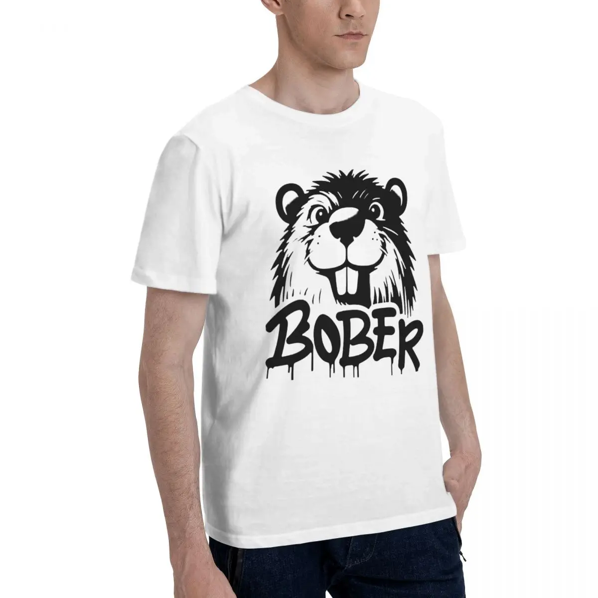 Мужская футболка Bober Kurwa Bobr милые подарки Y2K графические топы с круглым вырезом