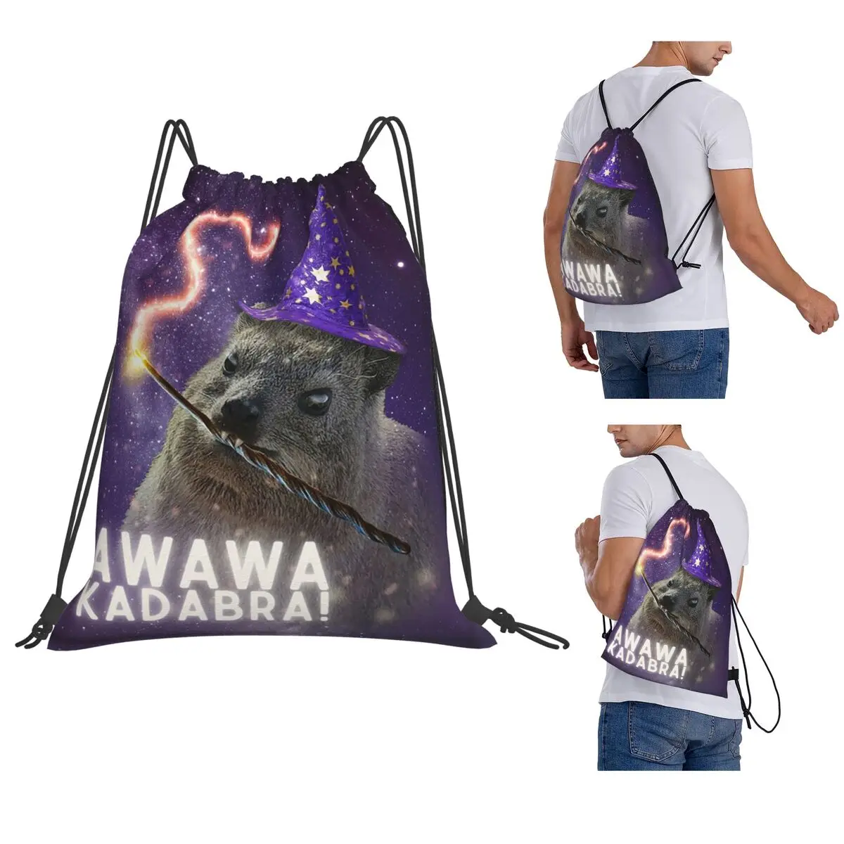 Фото Рюкзаки AWAWA KADABRA Rock Hyrax Wizard, многофункциональные спортивные сумки с завязками и карманами, сумки для книг для мужчин, женщин, студентов №1