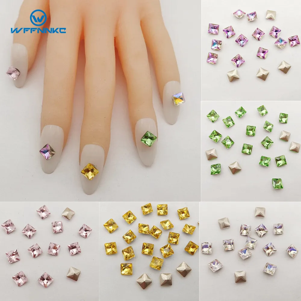 

WFFNNKC 50-100 шт. 6 мм Квадратные 3D Стразы Украшение для дизайна ногтей аксессуары Хрустальное стекло маникюрная дрель DIY Ювелирные изделия прина...