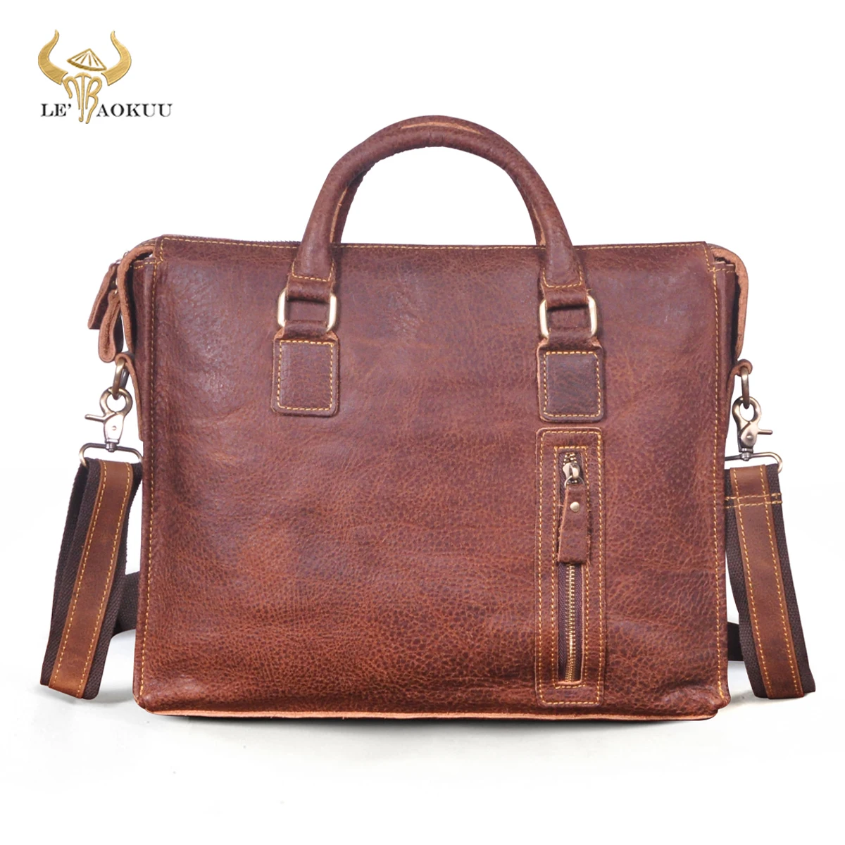 Hot Sale Top Quality Crazy Horse Leather Business Briefcase 14