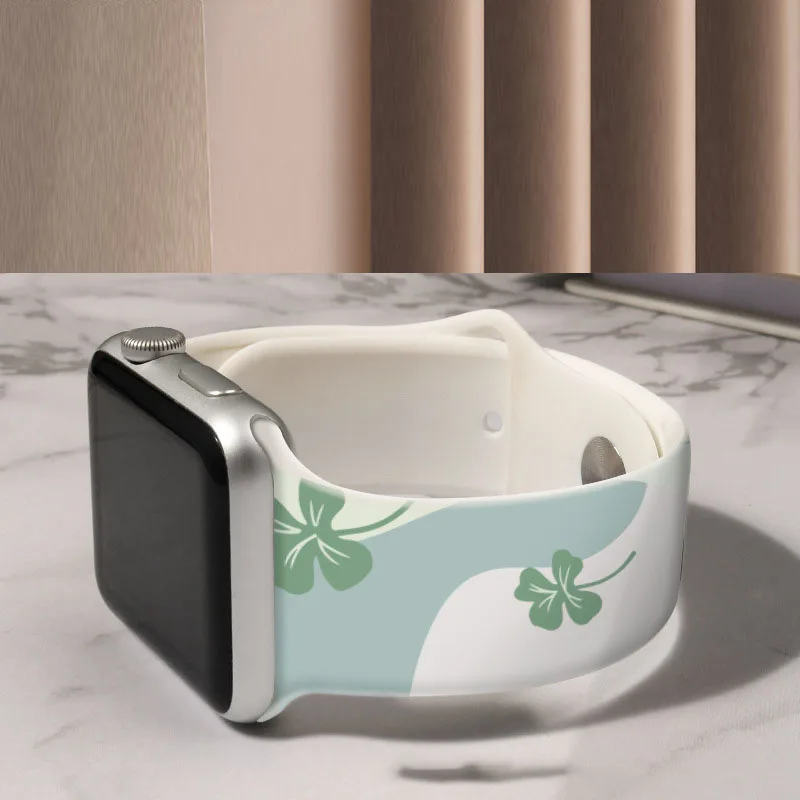 

Printed Strap for Apple Watch 8/7/ultra/SE Band 41mm 45mm 49mm silicone Belt Bracelet iWatch Series 6 5 4 3 44mm 40mm 38MM 42MM