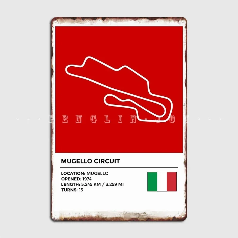 Mugello Circuit Металлическая вывеска Клубное украшение для гостиной Настенный декор