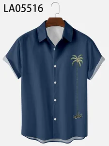 2022 Summer Short Sleeve Coconut Tree 3 Oversized Harajuku Hot 3D Digital Printing Men's T-Shirt Top