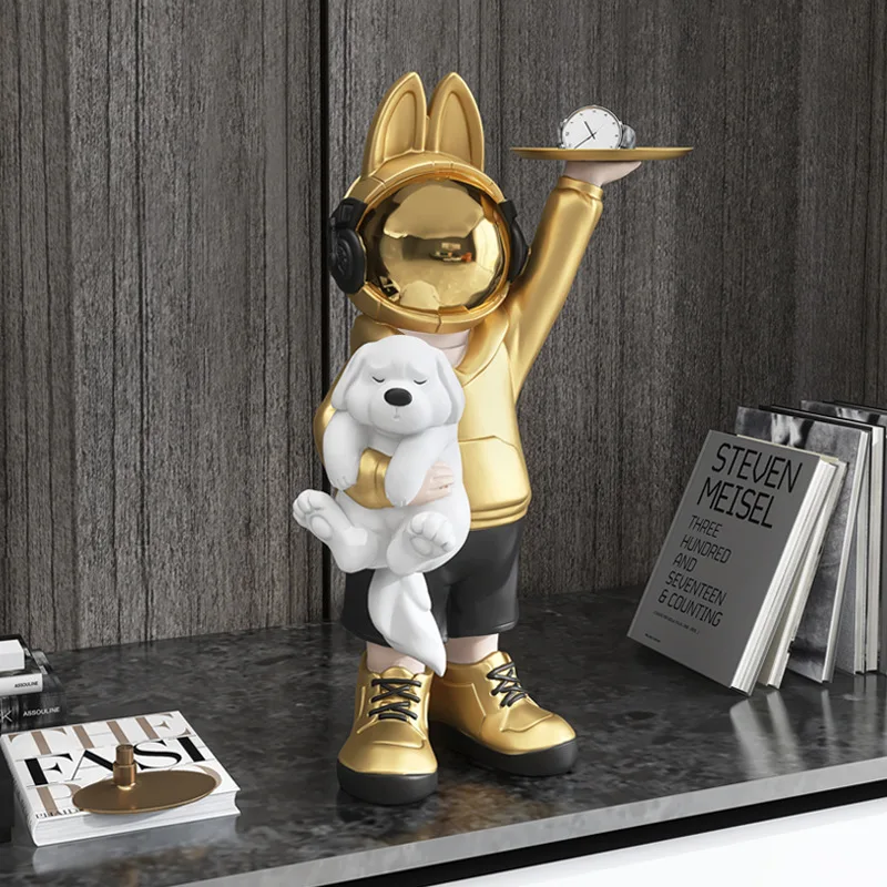 

Plaiting Golden Home decor Statu Astronaut Sculpture Live Room Ornaments Resin Art Spaceman Figurine Fashion Design home