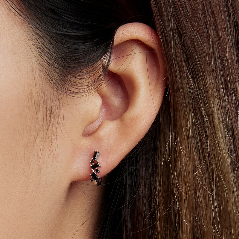 bamoer серебро 925 пробы винтажная U-образная пряжка для ушей серьги из черного