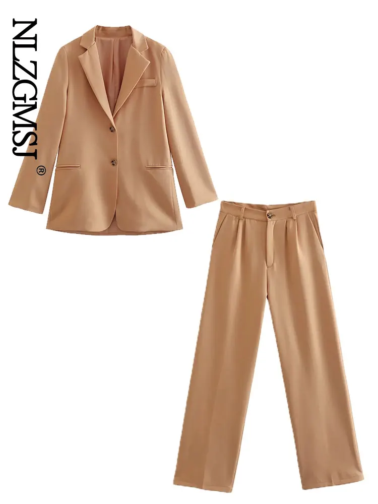 

Nlzgmsj 2022 Minimalism Women Blazer Set Fashion Blazer Coat V neck Buttons Women Pants Elegant Female Clothing Lady Suit 202205