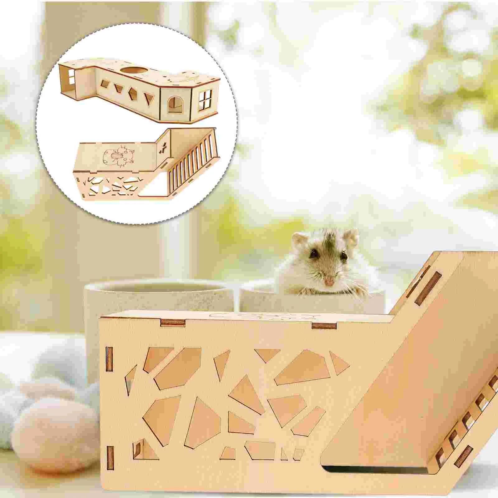 

Hamster Toy Pet House Exercising Parrot Ladder Toys Tunnel Wooden Habitat Swing Squirrel Chew Cages Hammock Labyrinth Plaything