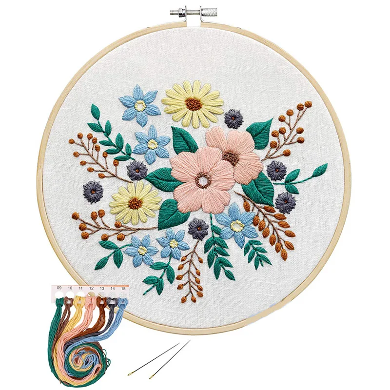 

Полный набор для вышивки с рисунком, Набор для вышивки штампами, включая ткань для вышивки с рисунком, Бамбуковая вышивка