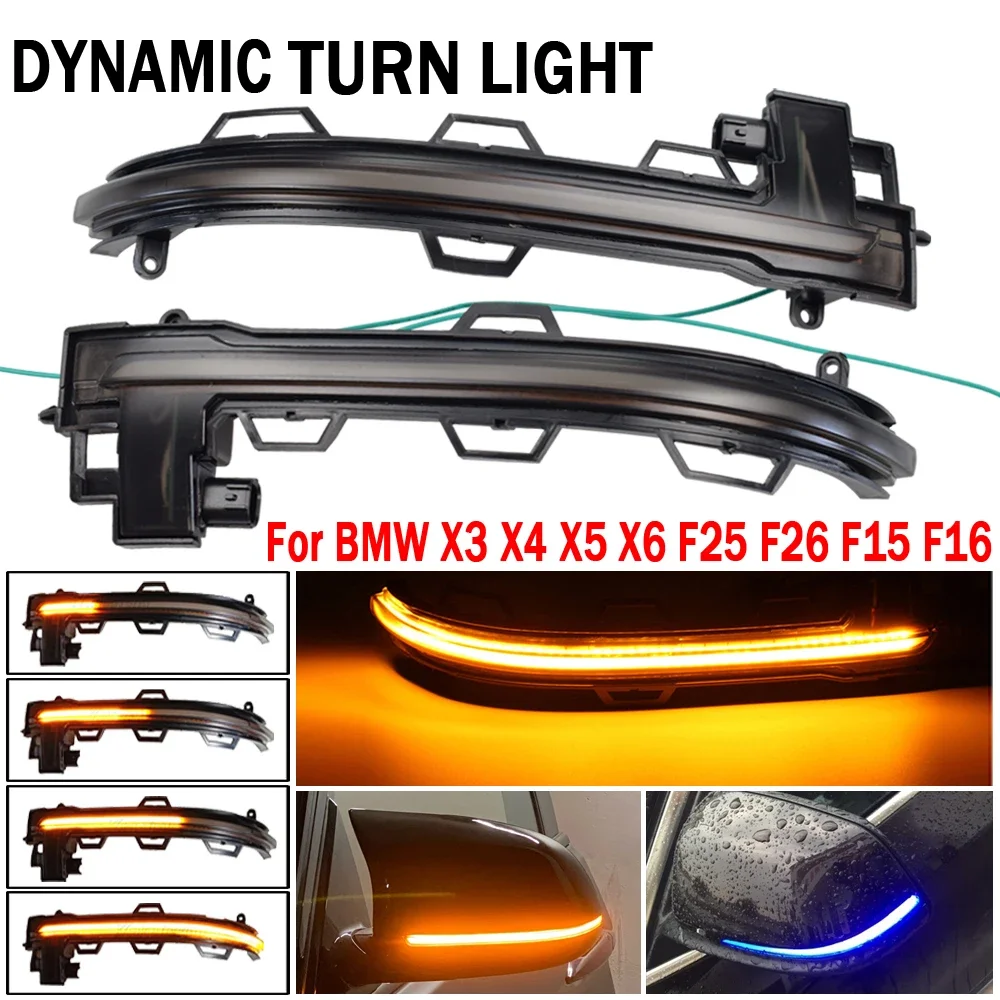 2 шт. черные автомобильные зеркала поворота для BMW X3 F25 X4 F26 X5 F15 X6 F16 2014-2018