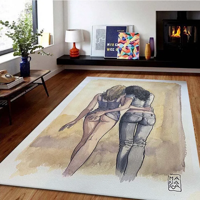 

Сексуальные ковры с принтом для гостиной, коридора, домашний декор, Диванный стол, Нескользящие Коврики для спальни, коврики, коврики