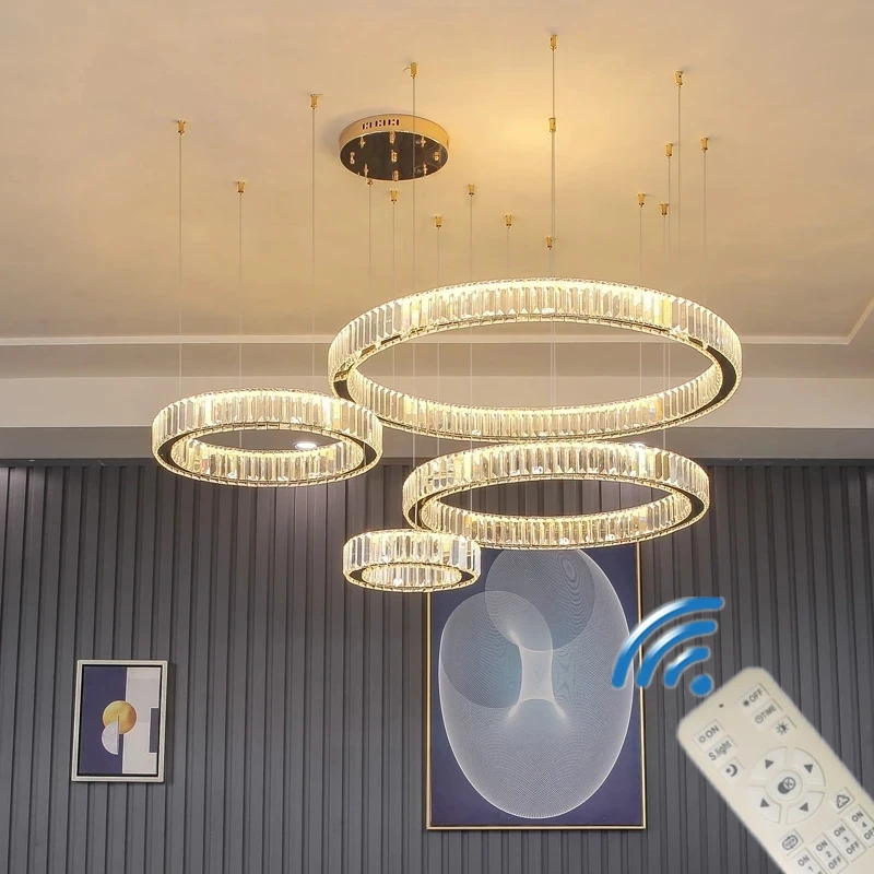 Новая современная хрустальная Подвесная лампа с дистанционным управлением