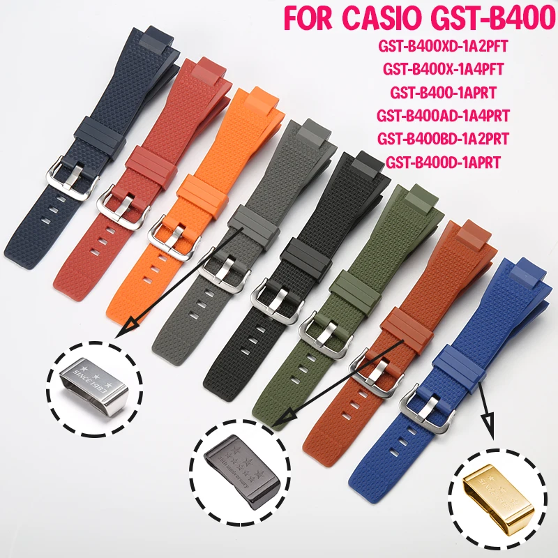 

Rubber Strap Suitable For Casio GST-B400 Men's And Women's Sports Waterproof Steel Ring Replacement WristBand Watch Accessories