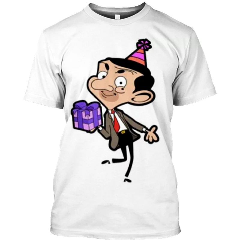 

Футболка Мужская/Женская универсальная, мультяшный персонализированный рисунок, с надписью «Age Mr Bean», подарок на день рождения, детский топ