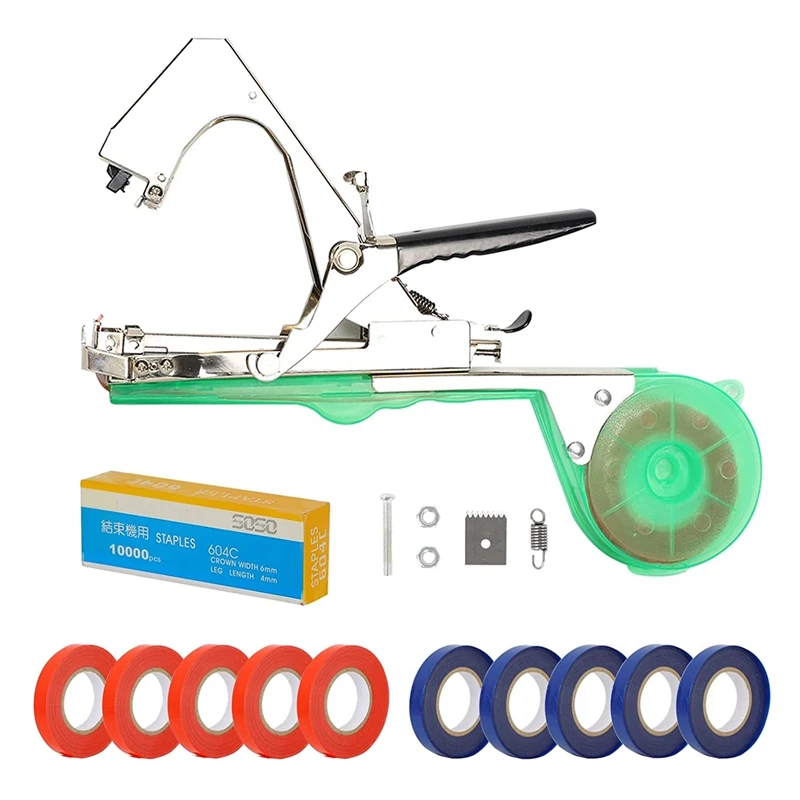 

Plant Tying Machine Tool With 10 Rolls Tapes & Staples, For Plant Branch Flower Vegetable,Vine Tapetool