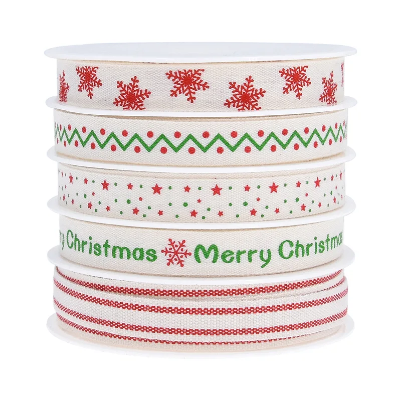 Letter Pentagram Printed Cotton Strap Christmas Gift Flower Packaging 5m Set