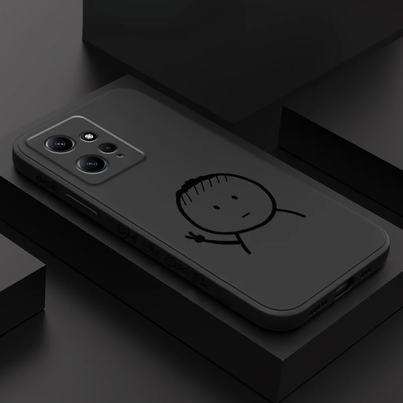 

Happy Line Man Phone Case For Xiaomi Redmi Note 12 12S 11 11S 10 10T 10S 9 9S 8 7 Pro Plus 4G 5G Liquid Silicone Cover