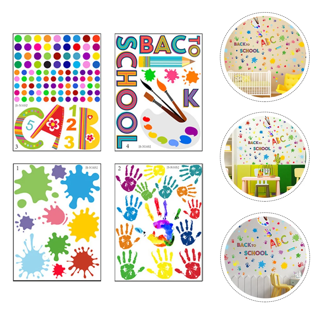 

4 Sheets of Self-adhesive Wall Stickers Adorable Room Stickers Decorative Wall Decals