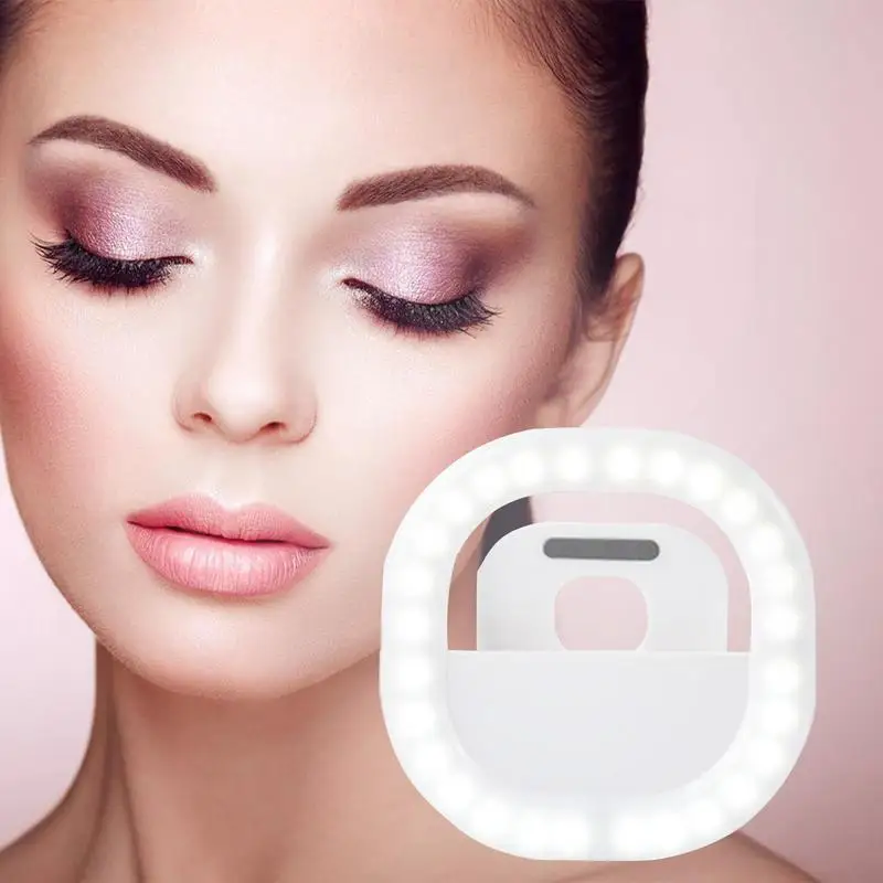 

3-speed Adjustable Selfie Ring Light Brightness Clip On Phone LED Rechargeable Round Light For Video Conference Live Makeup