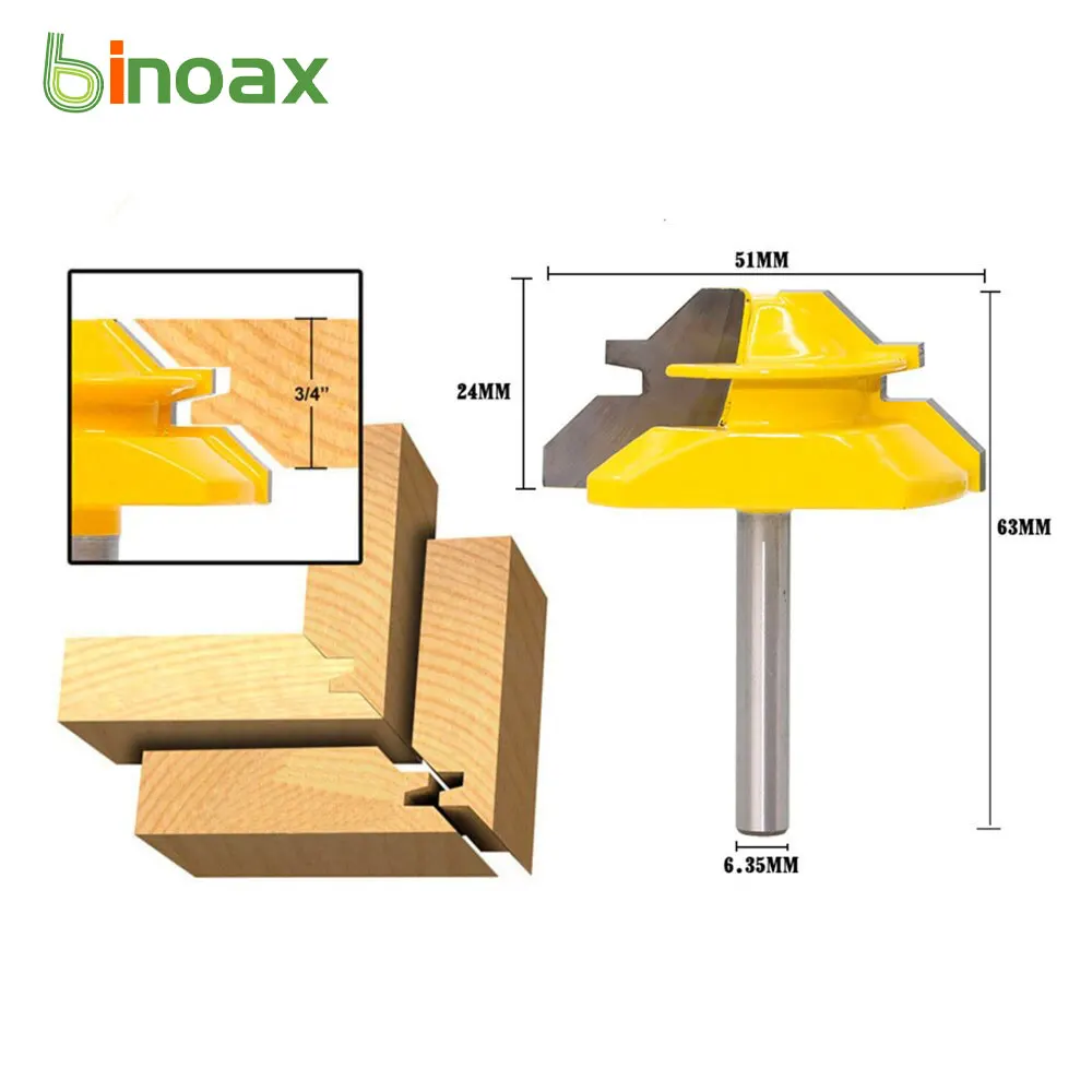 

Binoax 1/4 дюйма хвостовик 45 градусов замок набор фрез для дерева