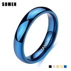 Обручальные кольца для мужчин и женщин, титановые кольца 4 мм синего цвета, не выцветают, полированные, для вечеринки