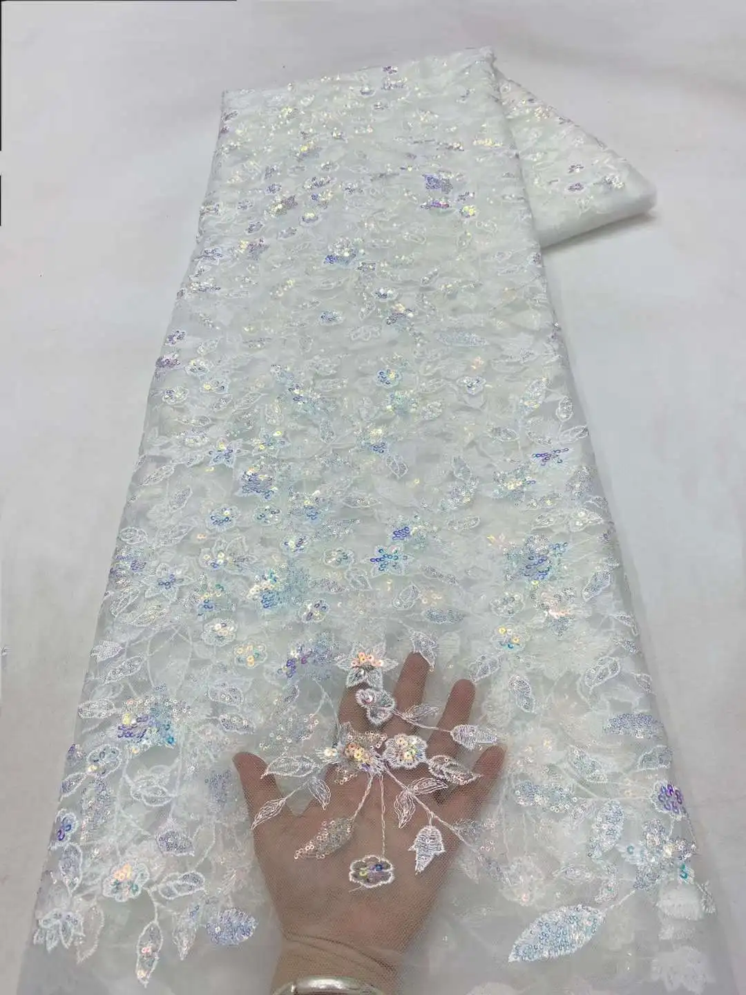 Новое роскошное платье из 2024 ткани с блестками для женской вышивки Сетчатое