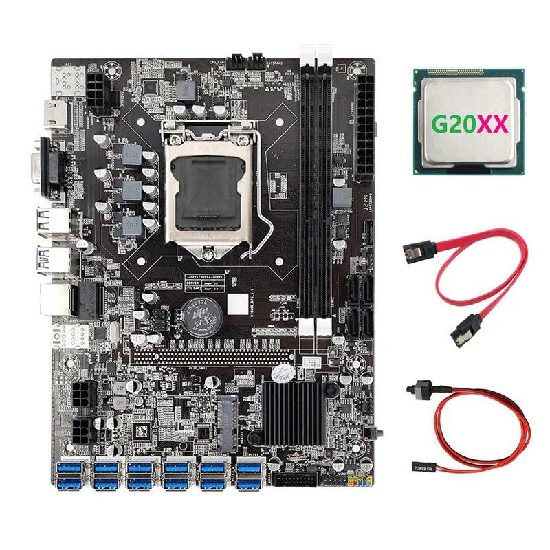 Фото Материнская плата B75 USB ETH для майнинга + ЦП G20XX + кабель SATA + кабель переключения 12xpcie на USB3.0 DDR3 LGA1155 материнская плата для майнинга BTC №2