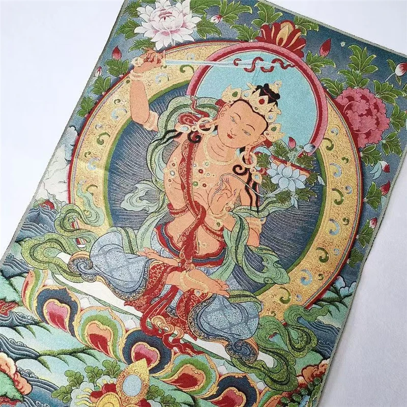 Картина с вышивкой Тханка картина ткани Манджусри Бодхисаттвы для украшения