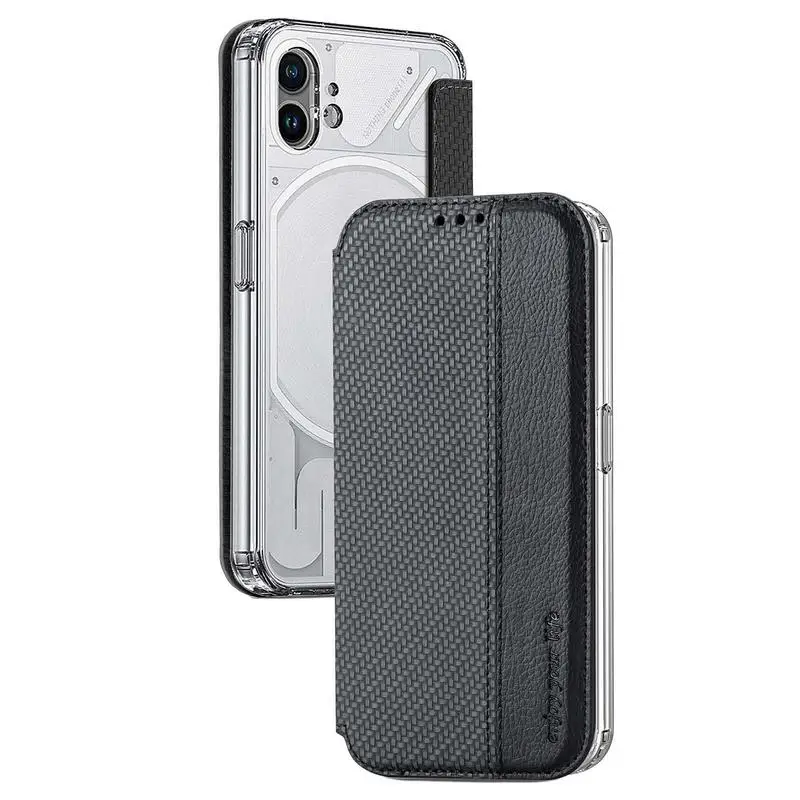 

Cell Phone Case For NothingPhone1 Flip Cover Protective TPU PU Texture Shockproof Case With Card Pocket Screen Protector