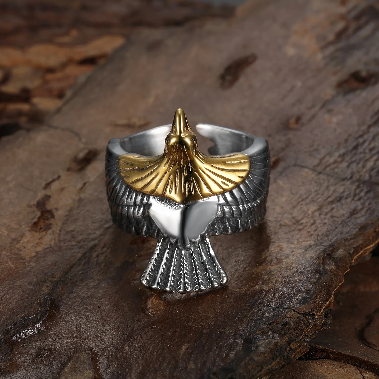 

2023 Silver Color Newly Arrival Eagle Wings Women Men Ring INS Personality Jewelry Gift For Boyfriend Adjustable
