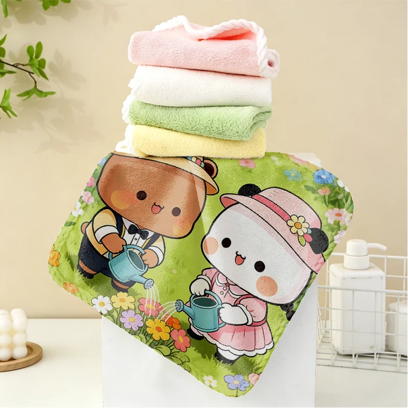 Фото Полотенце для рук Bubu Dudu Yier Bear Panda, для кухни и ванной, повседневное, подвесное, милое, декоративное, маленькое, подарочное №2