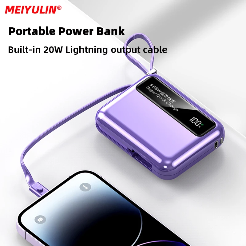 22 5 Вт Power Bank с быстрой зарядкой 10000 мАч USB C PD20 зарядное устройство кабелем