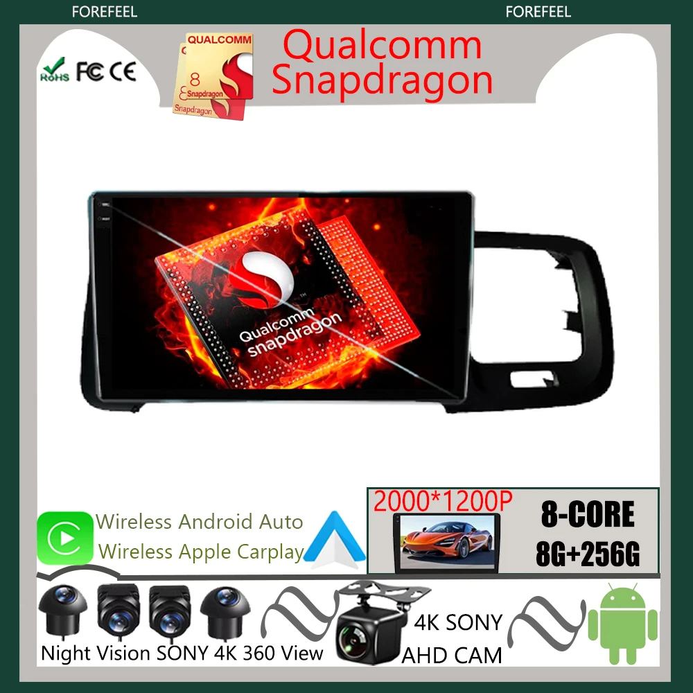 

Автомобильный экран Qualcomm Android 12 для Volvo S60 V60 2011-2020, мультимедийный видеоплеер, навигация, GPS, Авторадио, стерео, телефон с Wi-Fi, BT