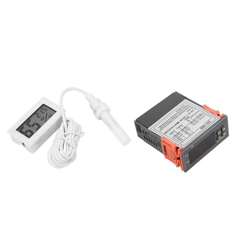 

1Pcs Temperature And Humidity Meter FY-12 Electronic Hygrometer Digital Temperature Hygrometer With Probe & 1Pcs 220V/STC-/1000
