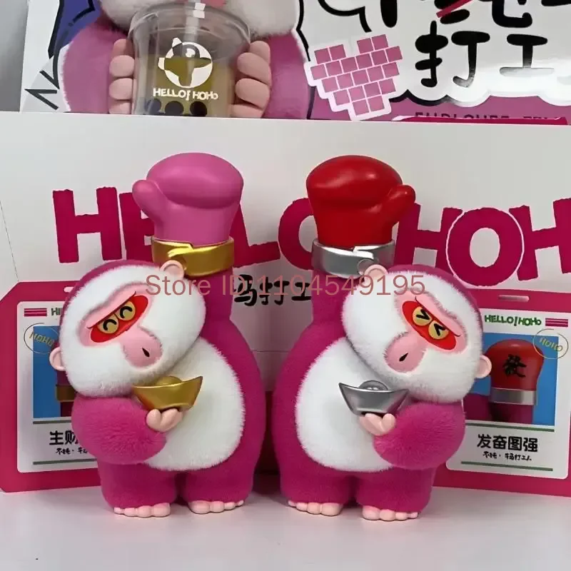 Фото Коллекционная фигурка-сюрприз Bobi Hello Hoho Worker Series Flocked Monkey: модный декор для стола, 8+1 стилей для любителей игрушек №5