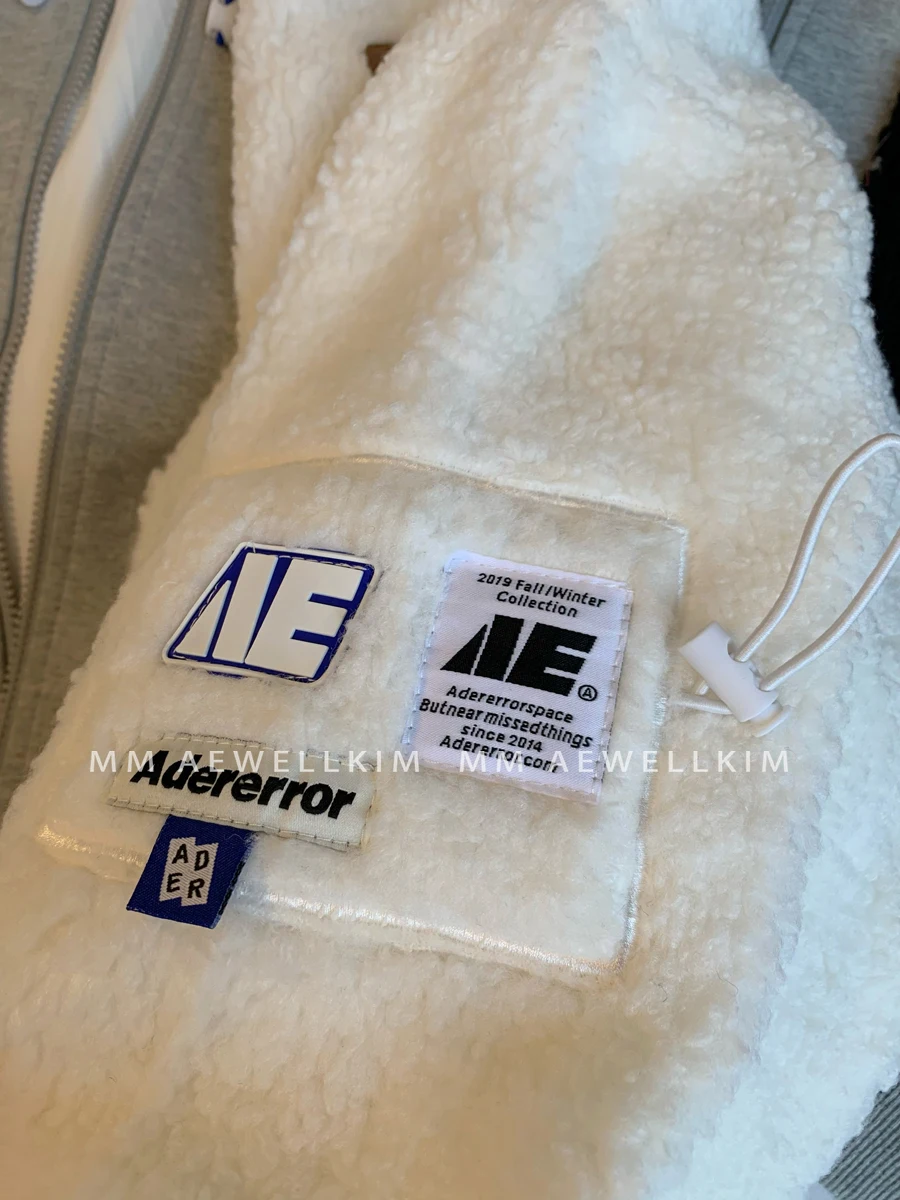 ADER ERROR tide brand lambswool jacket men and women in autumn and winter couple new fake two pieces hooded design sense jacket