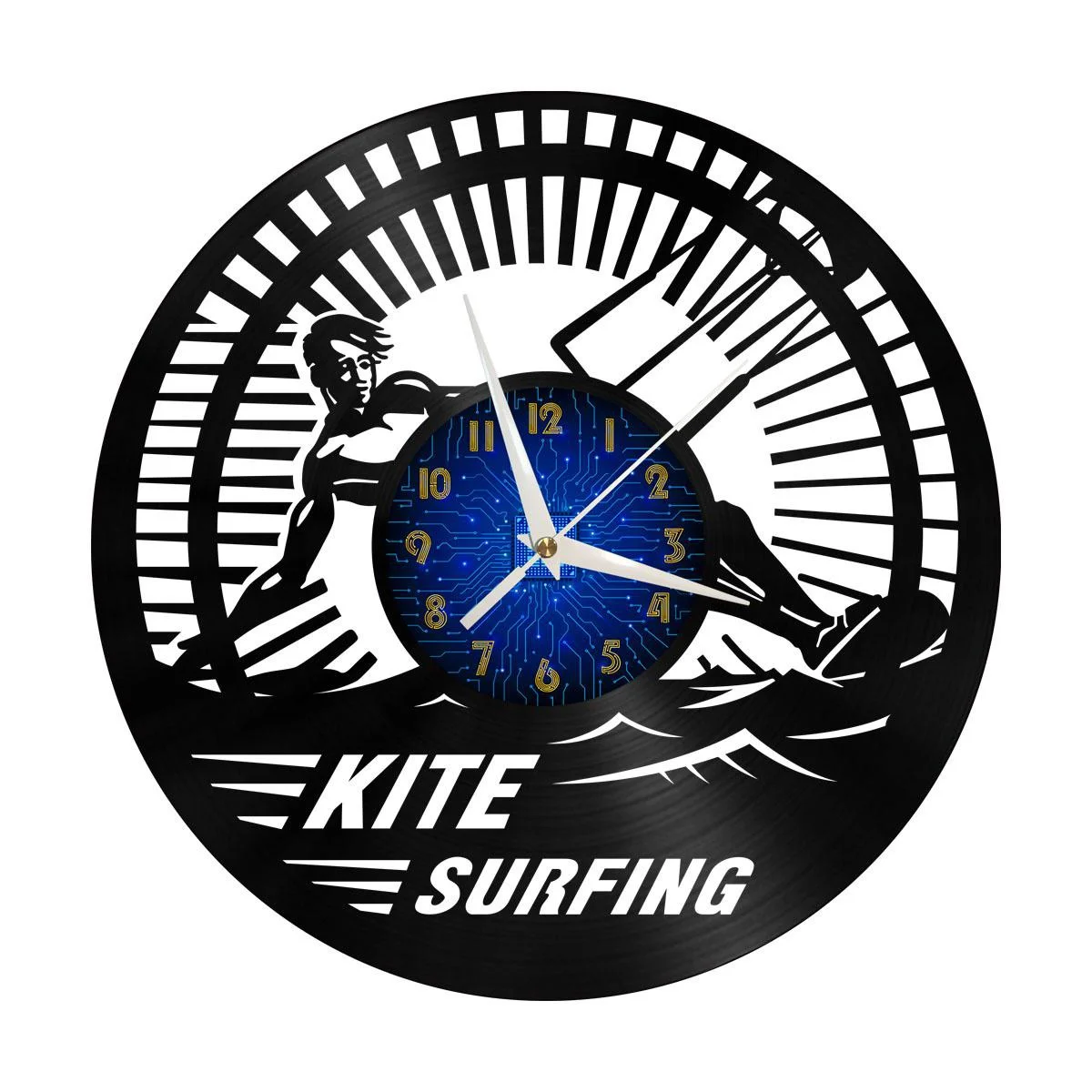 

Kite Surfing Vinyl Wall Clock, Vinyl Record Clock Wall Art Silent & Non-ticking