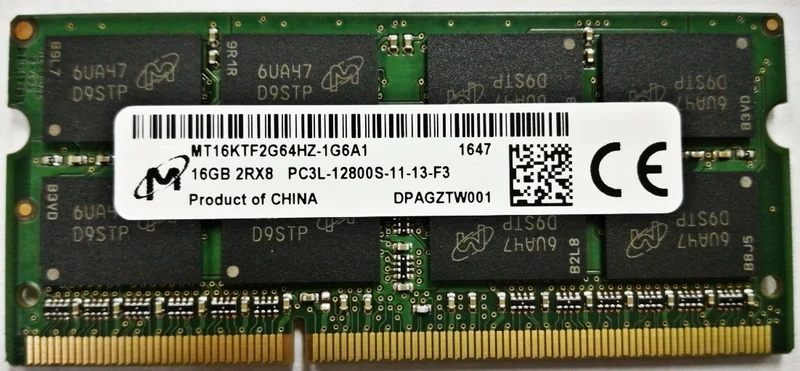 

RAM applies to CRUCIAL DDR3 16GB single 16G 1600 DDR3L X250 T450S P40 notebook memory