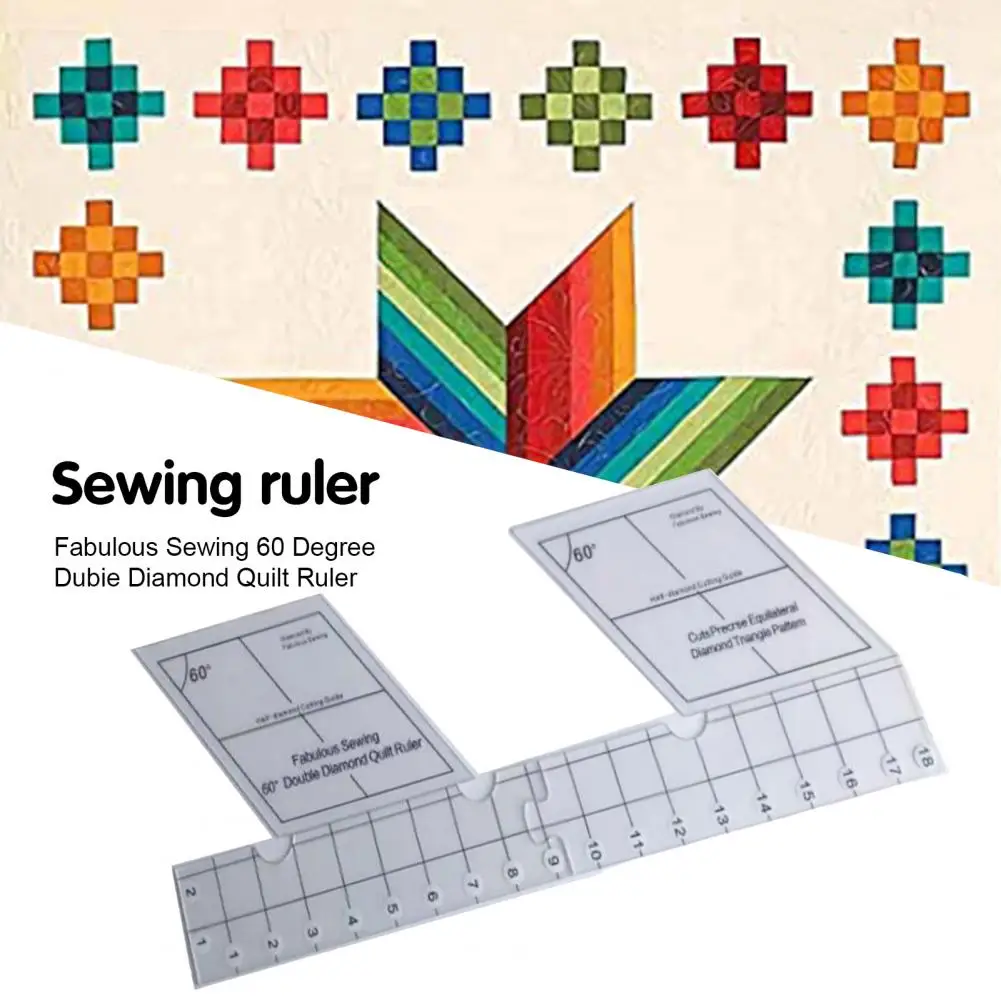 

Excellent Quilting Ruler Portable Transparent 60 Degree Diamond Quilt Hand Sewing Ruler Sewing Mold Ruler Sewing Ruler