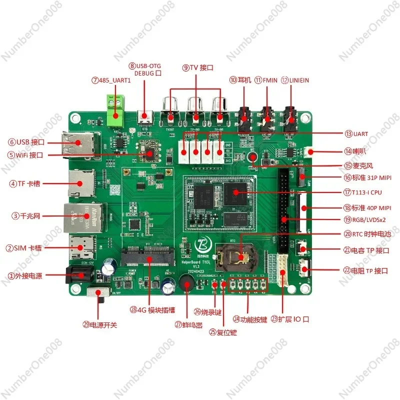 Плата разработки HelperT113iT113S3 промышленного класса, двухъядерный процессор A7, 512 МБ+256 МБ512 МБ+4 ГБ (art.: 3920dbd27cd51) - 3920dbd27cd51