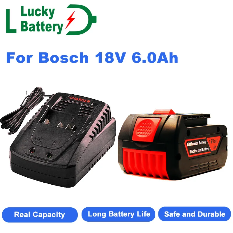 

Lucky 18V Battery 6.0Ah for Bosch Electric Drill 18V 6000mAh Rechargeable Li-ion Battery BAT609, BAT609G, BAT618, BAT618G,ect.
