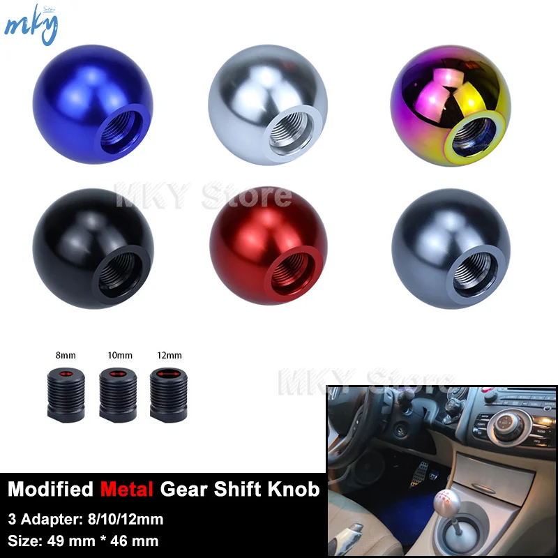 

New Universal Non-Slip Gear Shift Knob Manual Transmission Metals Shifter Lever Knob Comes With 3 Adapters 8/10/12mm