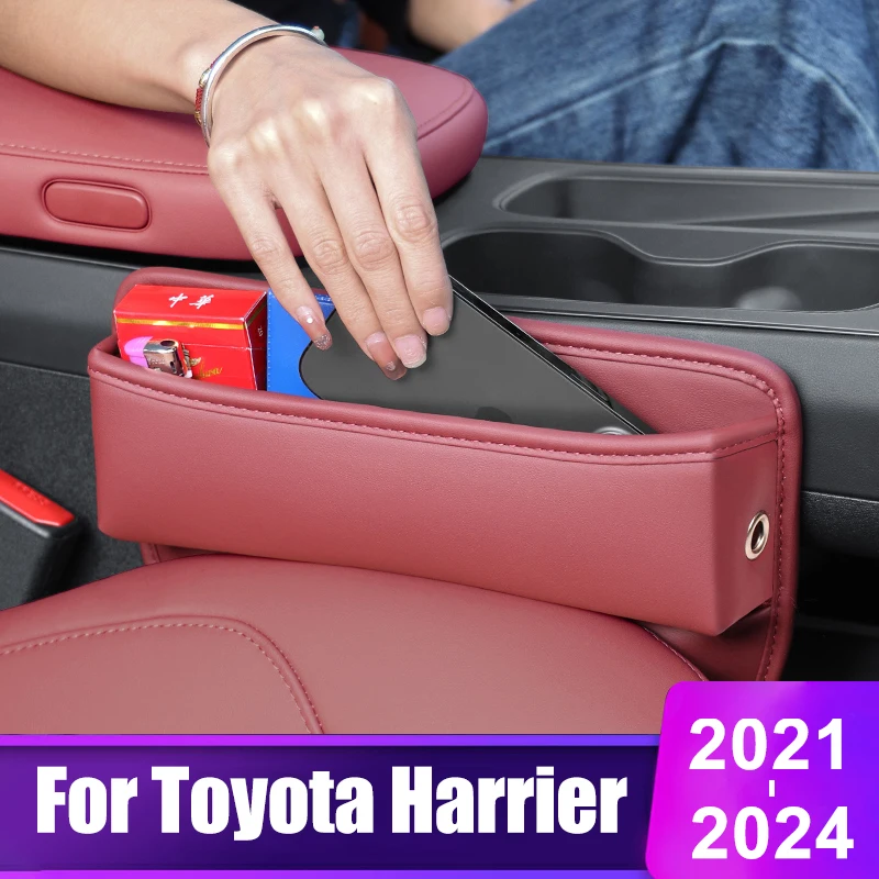 

For Toyota Harrier XU80 2021 2022 2023 2024 Leather Car Seat Slit Gap Pocket Seat Storage Box Catcher Cup Holder Accessories