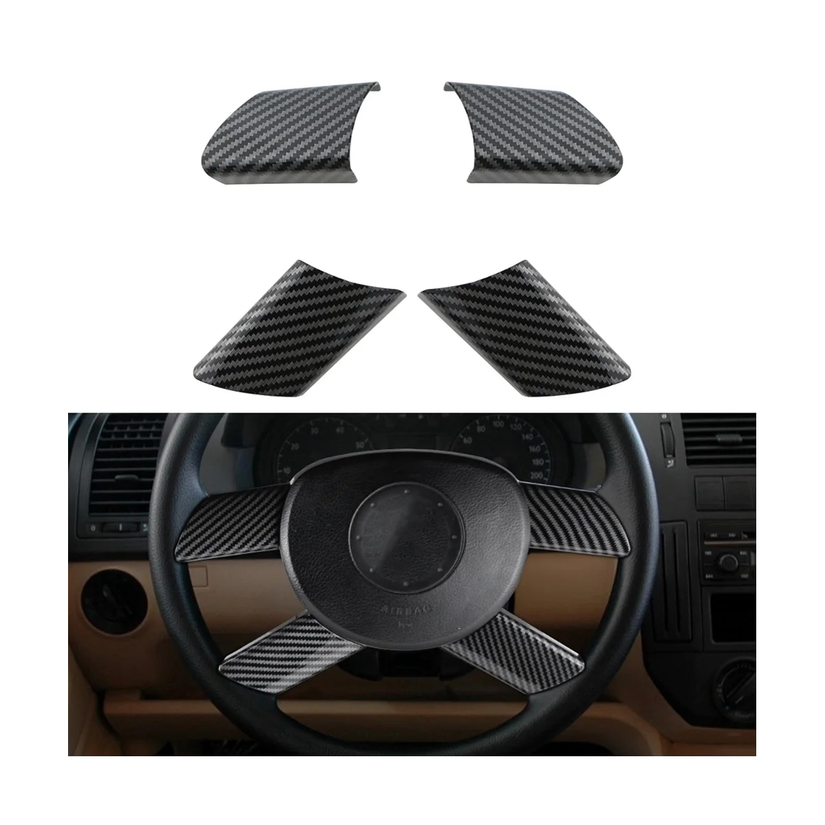 4 шт. отделка рулевого колеса наклейка панель для VW Polo Fox 2003 2004 2005 2006 2007