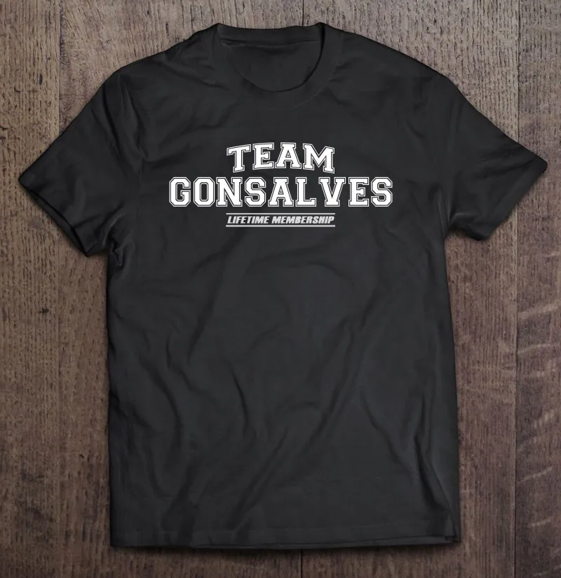

Команда Gonsalves гордый семья фамилия женская футболка винтажная унисекс футболка графит мужские рубашки Спортивная футболка