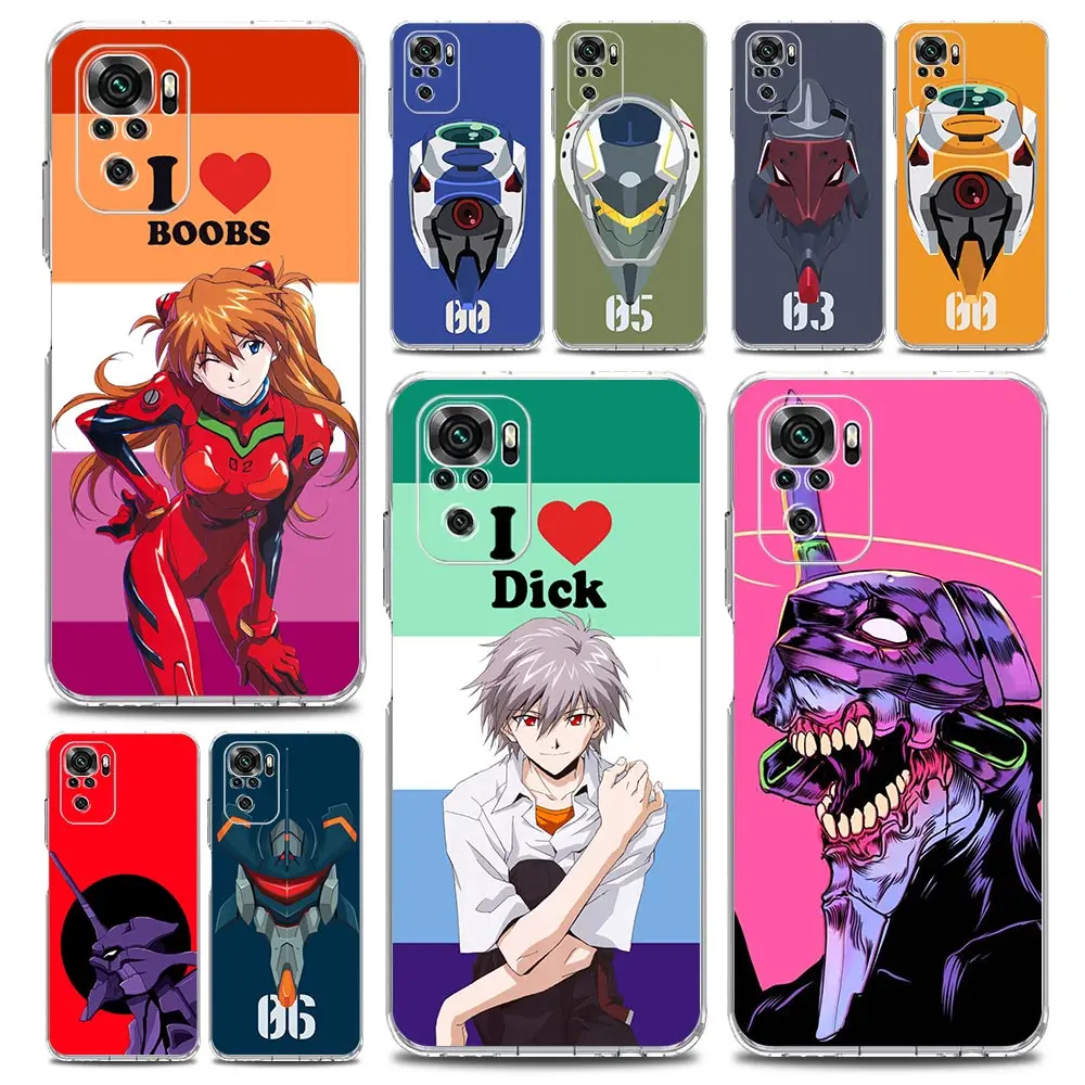 

Neon Genesis Evangelion Cartoon Phone Case For Xiaomi Redmi Note 11 9S 9 8 10 Pro 7 8T 9C 9A 8A K40 Pro 11T 5G Soft Clear Cover